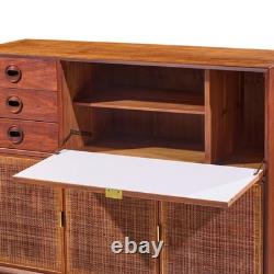 Jack Cartwright for Founders Mid Century Walnut and Cane Bar Cabinet