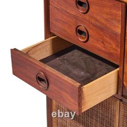 Jack Cartwright for Founders Mid Century Walnut and Cane Bar Cabinet