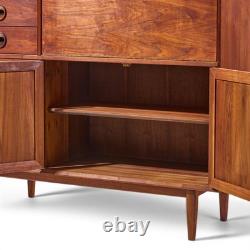 Jack Cartwright for Founders Mid Century Walnut and Cane Bar Cabinet