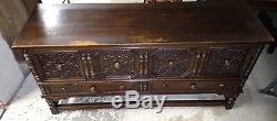 Jacobean Style Antique Carved Oak Buffet Dining Room Server Sideboard