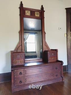 Kimbel and Cabus Style Mirrored Dresser with Tiles Aesthetic Antique Modern Gothic
