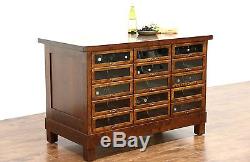 Kitchen Counter Island or Display Cabinet, Cherry, Glass Front Drawers