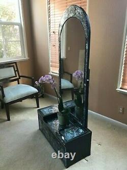 Korean Black Lacquer And Mother Of Pearl Mirror Dresser