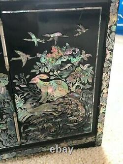 Korean Black Lacquer And Mother Of Pearl Mirror Dresser