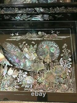 Korean Black Lacquer And Mother Of Pearl Mirror Dresser