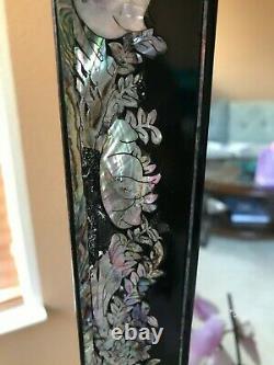 Korean Black Lacquer And Mother Of Pearl Mirror Dresser