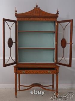 L68343 Vintage Adams Paint Decorated Satinwood China Cabinet