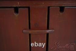 L71161 Country Red Paint Decorated Step Back Cupboard Hutch