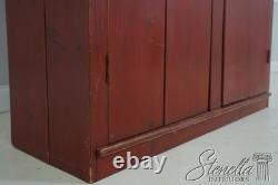 L71161 Country Red Paint Decorated Step Back Cupboard Hutch