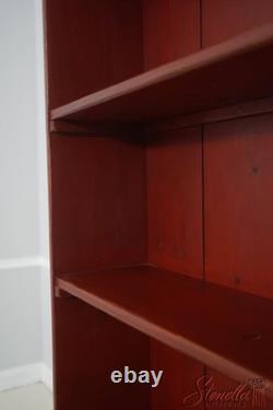 L71161 Country Red Paint Decorated Step Back Cupboard Hutch