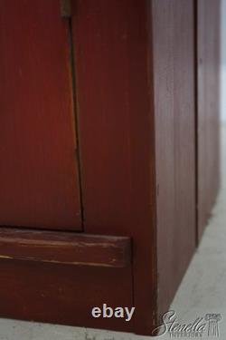 L71161 Country Red Paint Decorated Step Back Cupboard Hutch