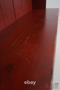 L71161 Country Red Paint Decorated Step Back Cupboard Hutch