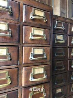 LARGE Antique Card Catalog, Set Of Four Wood Card File Cabinets, Storage Cabinet