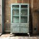 Large Antique Medical Cabinet, Industrial Apothecary, Metal And Glass Display