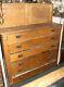 Large Old Antique Oak 6 Drawer Map Cabinet With Upper 2 Door Compartment