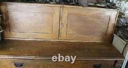 LARGE Old Antique Oak 6 Drawer MAP CABINET with Upper 2 Door Compartment