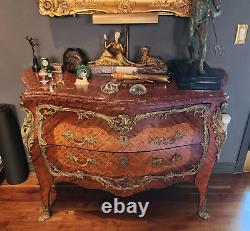 LATE 19thC FRENCH MARBLE TOP BOIS DE SALTINE CUPBOARD