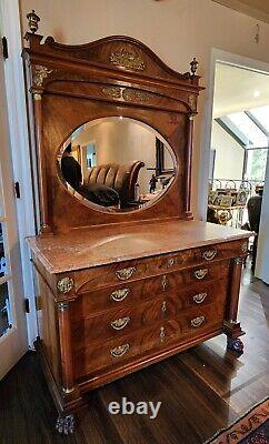 LATE 19thC FRENCH MARBLE TOP BOIS DE SALTINE CUPBOARD