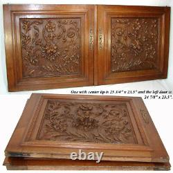 LG 25 Antique Victorian Brack Forest Style Oak Cabinet or Furniture Door PAIR