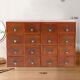 Label Holder Medicine Storage Cabinet Wood Card Catalog Apothecary 16 Drawers