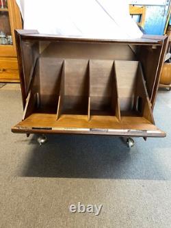 Lane, Furniture MCM, Walnut, Record Cabinet On Castors 1960's, Vintage, Retro