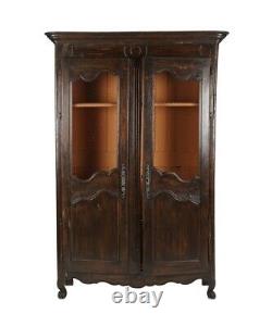 Large 19th Century French Provincial Carved Walnut Cabinet With Mesh Front