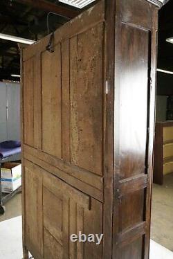 Large 19th Century French Provincial Carved Walnut Cabinet With Mesh Front