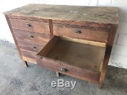 Large Antique 8 Drawer Wooden Apothecary Cabinet Workbench Parts Cabinet Dresser