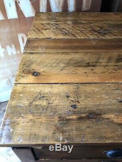 Large Antique Flat File Cabinet, Apothecary Drawer Unit, Kitchen Island