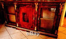 Large Antique French Empire Style, Inlaid Cabinet Credenza Sideboard Cabinet