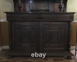 Large Antique French Gothic Revival Buffet Cabinet