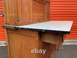 Large Antique Hoosier Kitchen Hutch, vintage, baking station, enameled counter