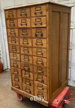 Large Antique Oak 30 Drawer Store Cabinet