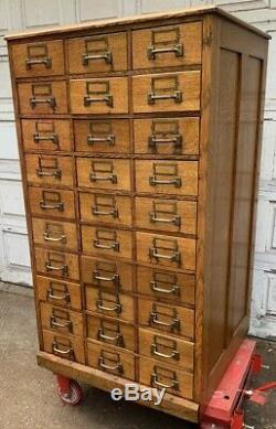 Large Antique Oak 30 Drawer Store Cabinet