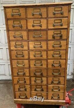 Large Antique Oak 30 Drawer Store Cabinet