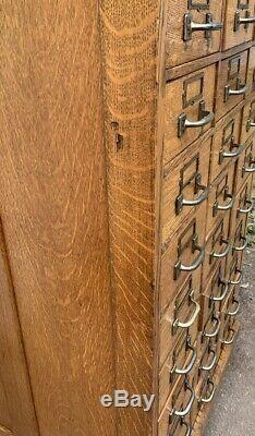 Large Antique Oak 30 Drawer Store Cabinet