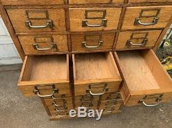 Large Antique Oak 30 Drawer Store Cabinet