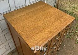 Large Antique Oak 30 Drawer Store Cabinet