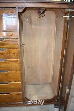 Large Antique Oak Bedroom Wardrobe Closet Armoire, Continental Furniture Co