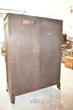 Large Antique Oak Bedroom Wardrobe Closet Armoire, Continental Furniture Co