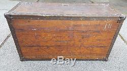 Large Antique Oak Carpenter Craftsman Tradesman Wood Tool Box 6 Disston Saws