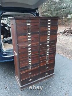 Large Antique Oak Multi Drawer File Cabinet