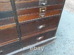 Large Antique Oak Multi Drawer File Cabinet