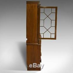 Large Breakfront Bookcase Cabinet, Mahogany, Glazed, Georgian Revival C20th