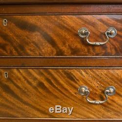 Large Breakfront Bookcase Cabinet, Mahogany, Glazed, Georgian Revival C20th