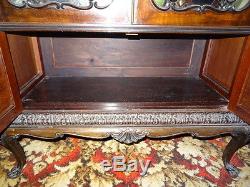 Large Fine Carved Antique Chippendale Style Display Cabinet Mahogany Magnificent