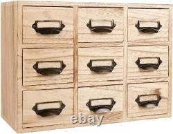 Large Library Card Catalog Cabinet 9 Drawers Apothecary Cabinet with Metal Hand