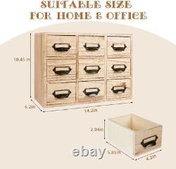 Large Library Card Catalog Cabinet 9 Drawers Apothecary Cabinet with Metal Hand