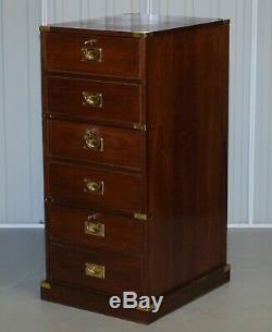 Large Military Campaign Three Drawer Filing Cabinet Mahogany Satinwood Lined