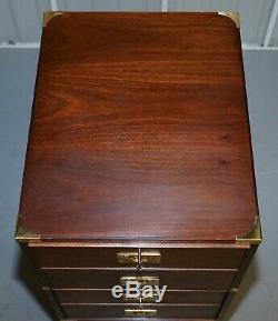 Large Military Campaign Three Drawer Filing Cabinet Mahogany Satinwood Lined